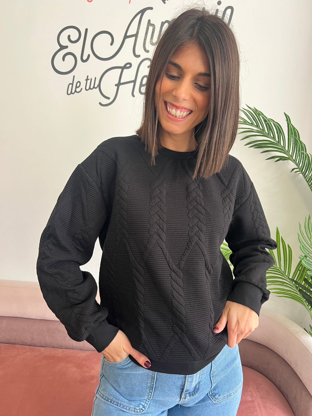 Sudadera Trenza negro
