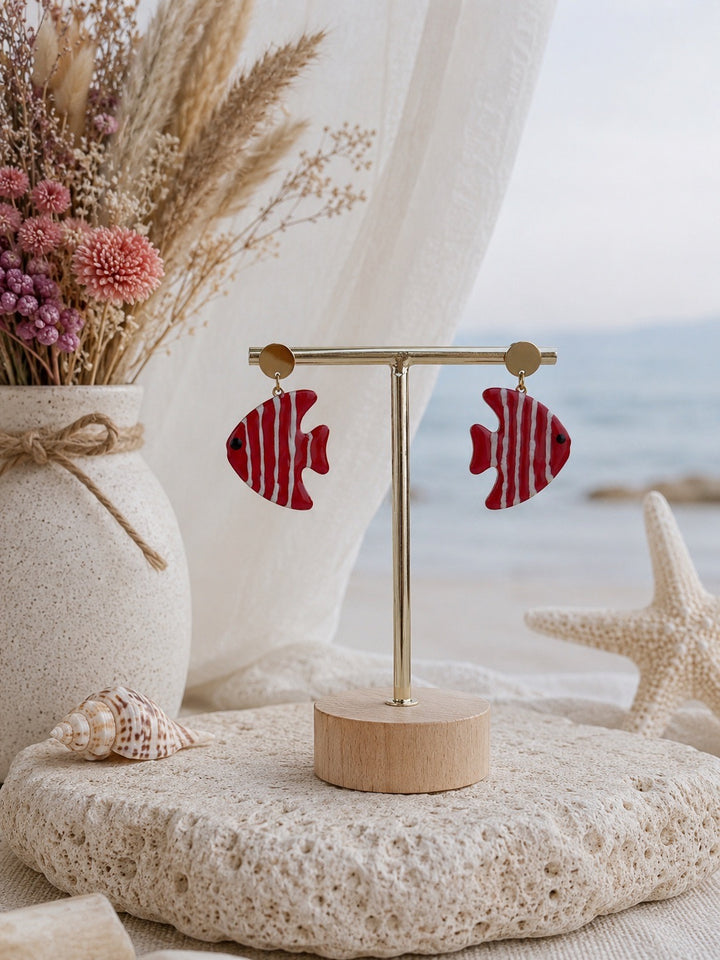 Pendientes Sira Rojo (acero)