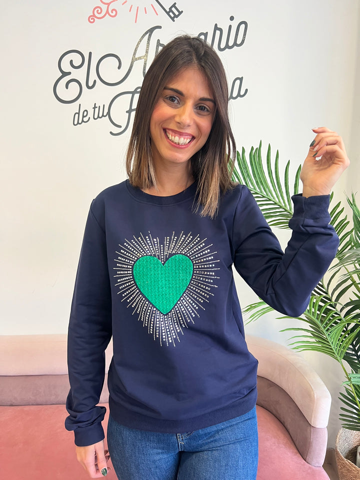 Sudadera Corazón azul marino