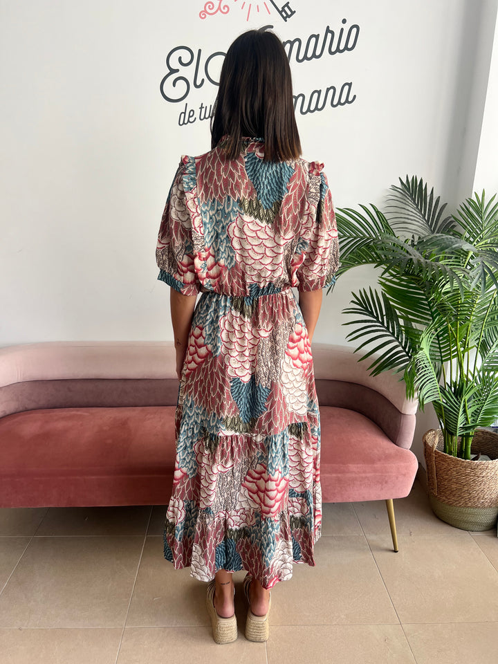 Vestido Lisa verde y turquesa