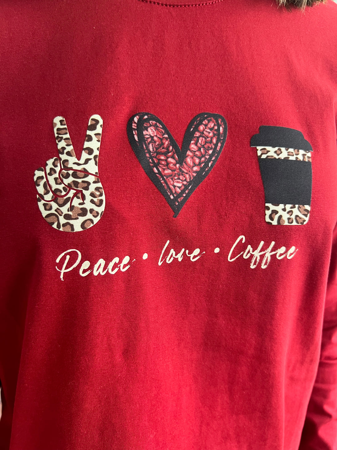 Camiseta Peace burdeos