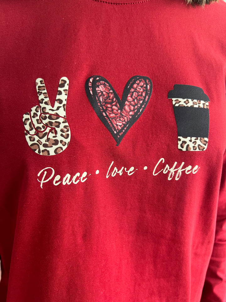 Camiseta Peace burdeos