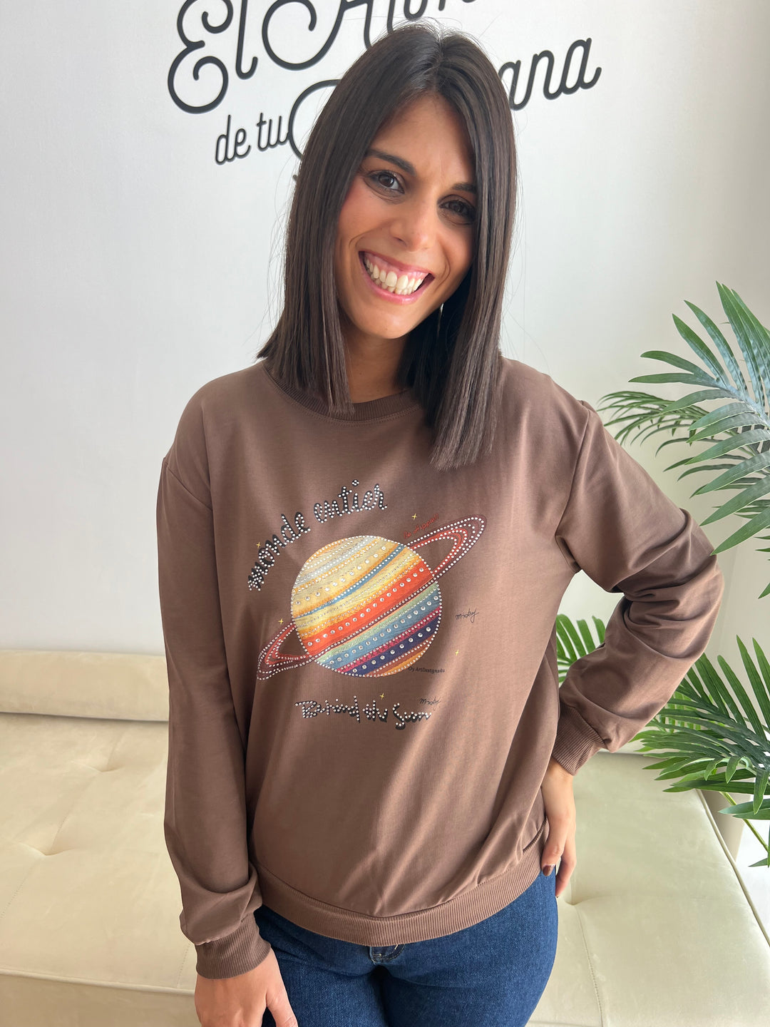 Sudadera Planeta marrón