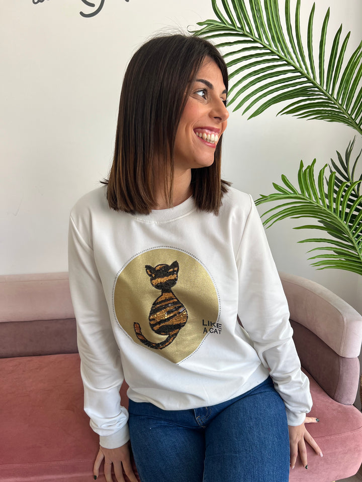Sudadera Cat blanco