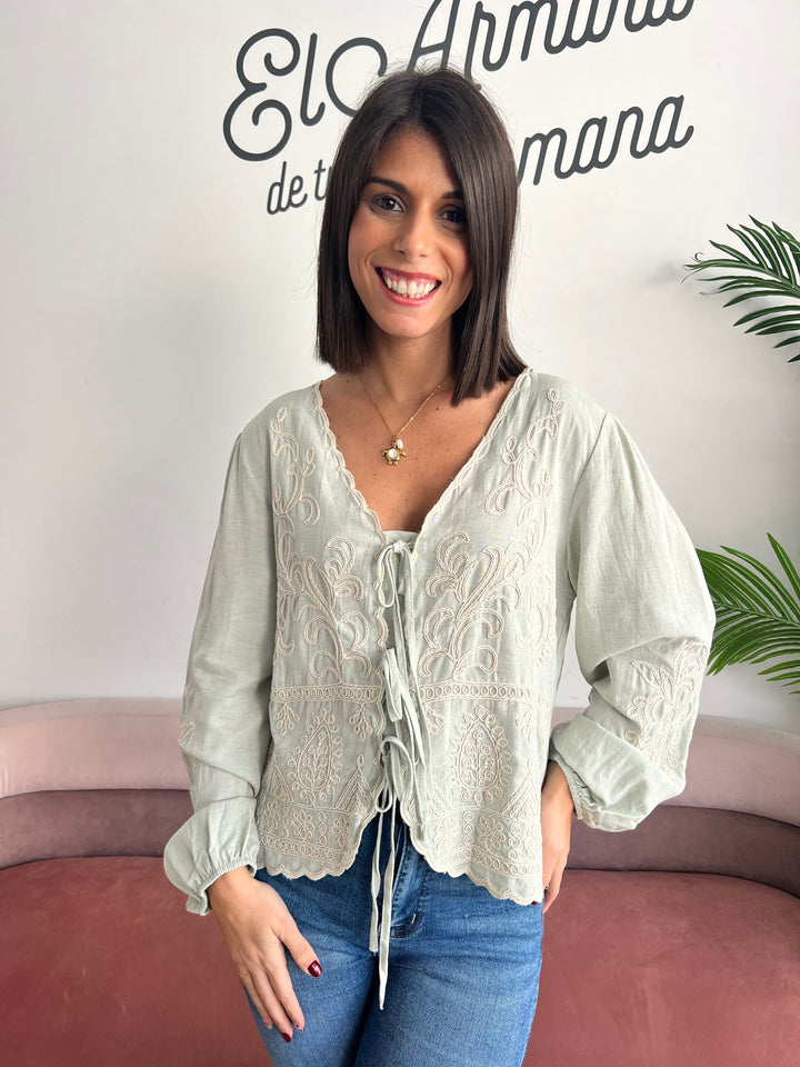 Camisa Lety aguamarina