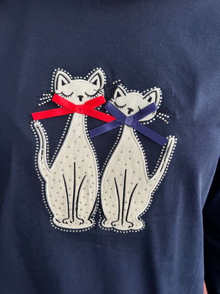 Camiseta Cats azul marino