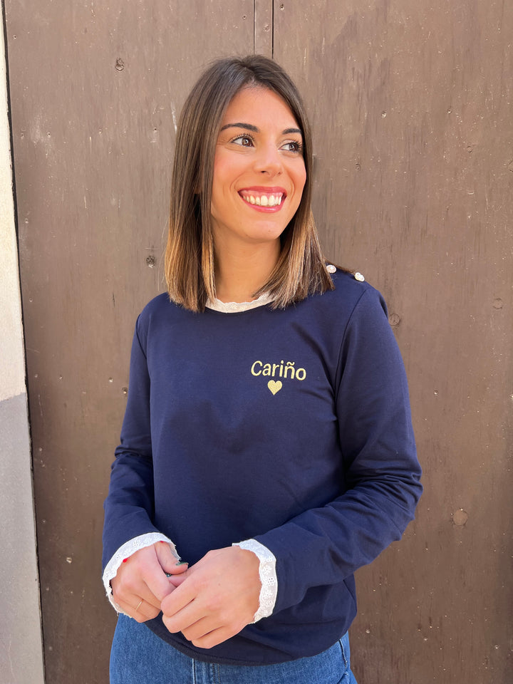 Sudadera Cariño azul marino