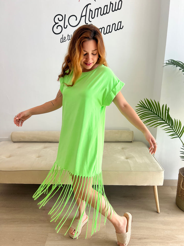 Vestido Flecos verde
