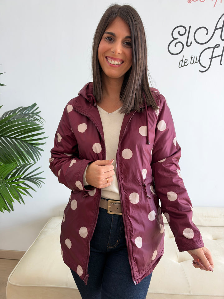 Chaqueta reversible Lunares burdeos