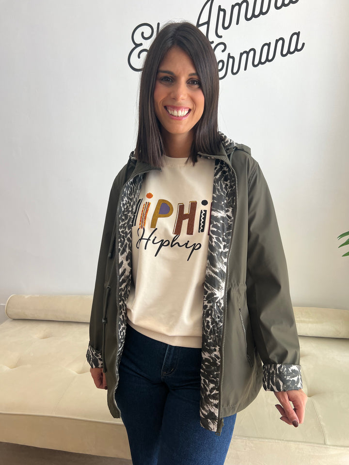 Chaqueta Reversible Leopardo verde militar
