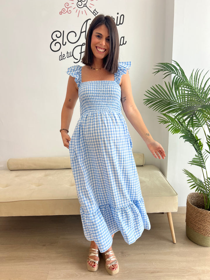 Vestido Vichy celeste