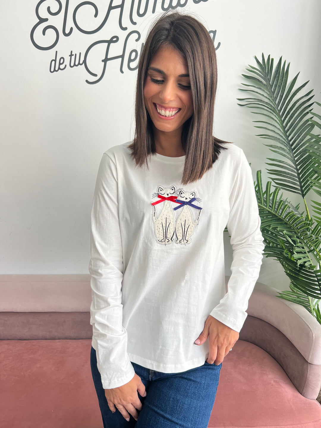 Camiseta Cats blanco