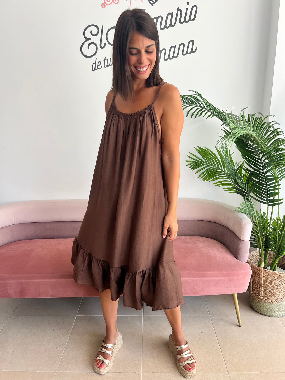 Vestido Alana Corto marrón