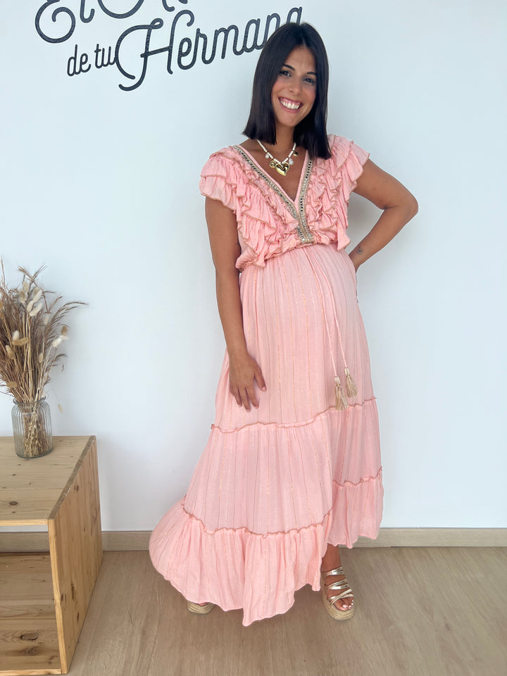 Vestido Saona largo rosa
