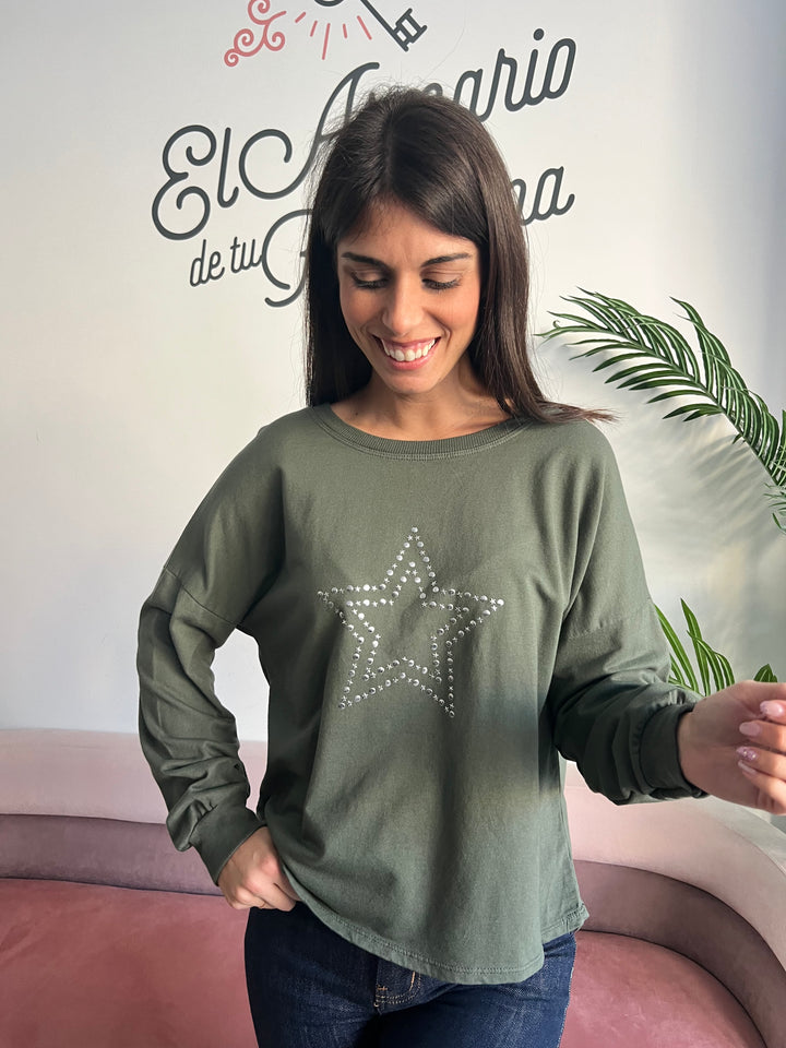 Sudadera Estrella verde militar