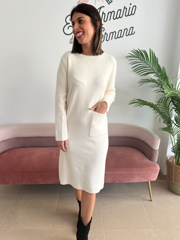 Vestido Bolsillo beige