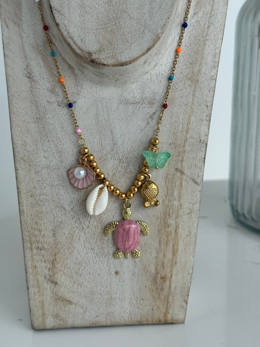 Collar Tortuga rosa (acero)
