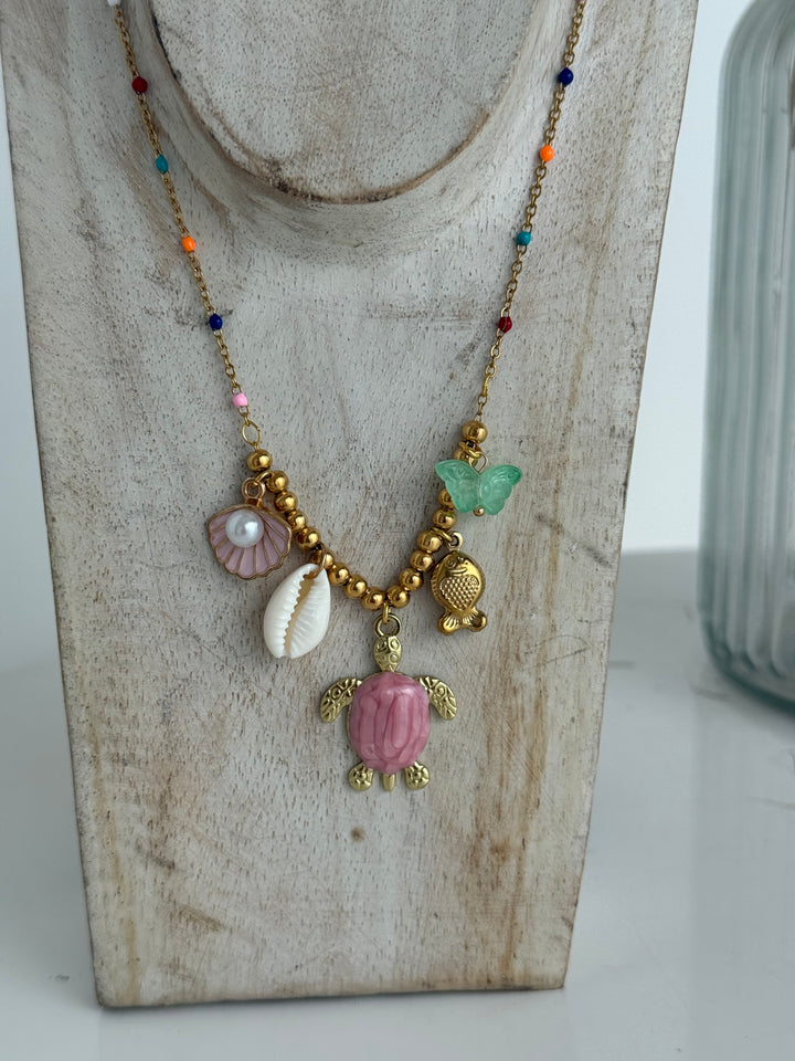 Collar Tortuga rosa (acero)