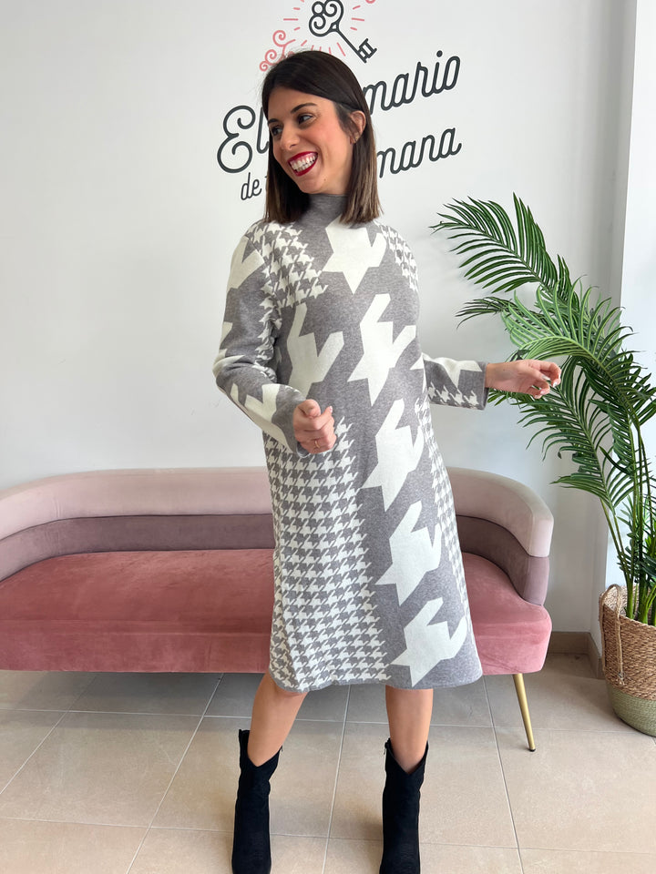 Vestido Pata Gallo gris