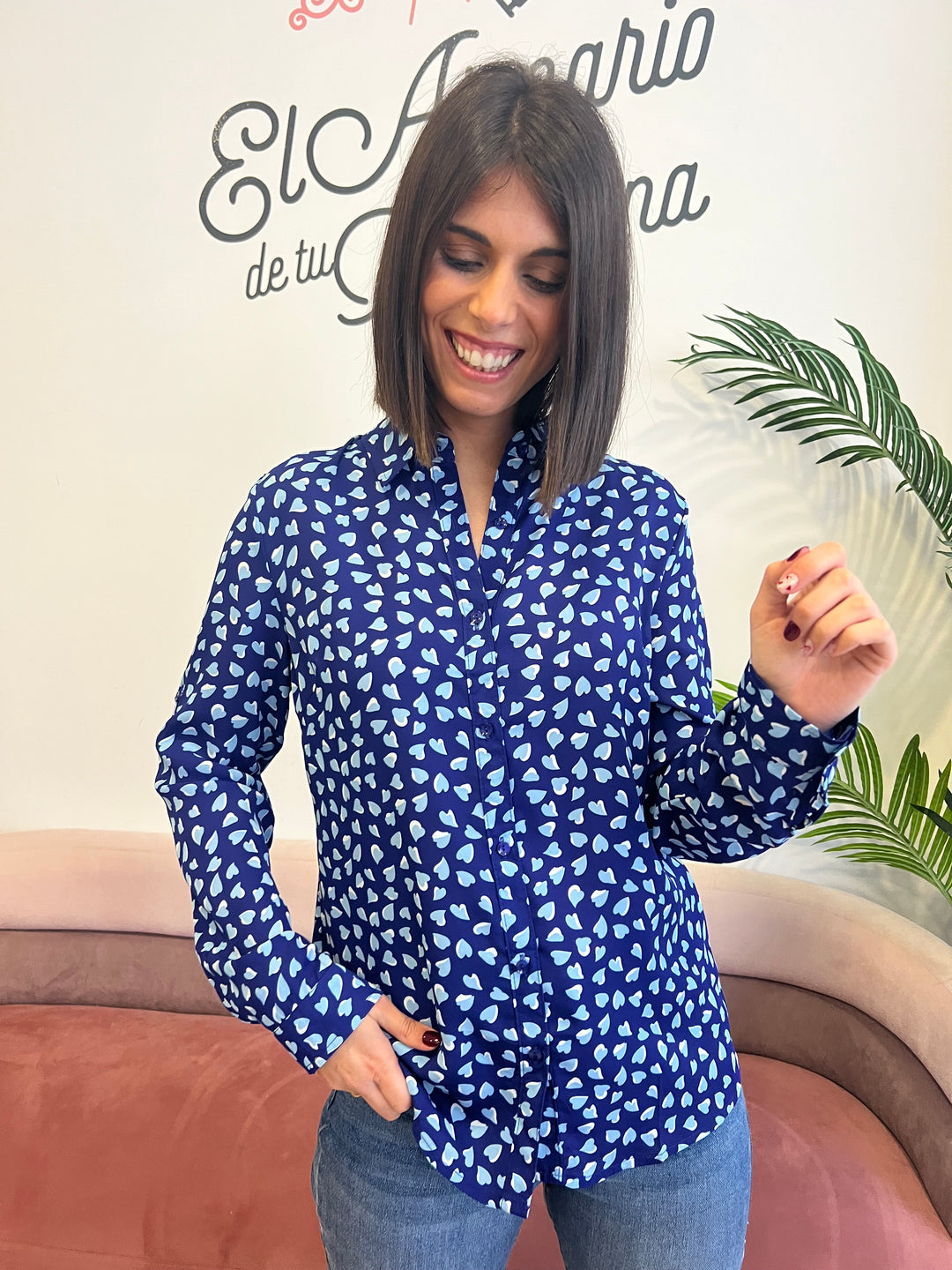 Camisa Corazones azul