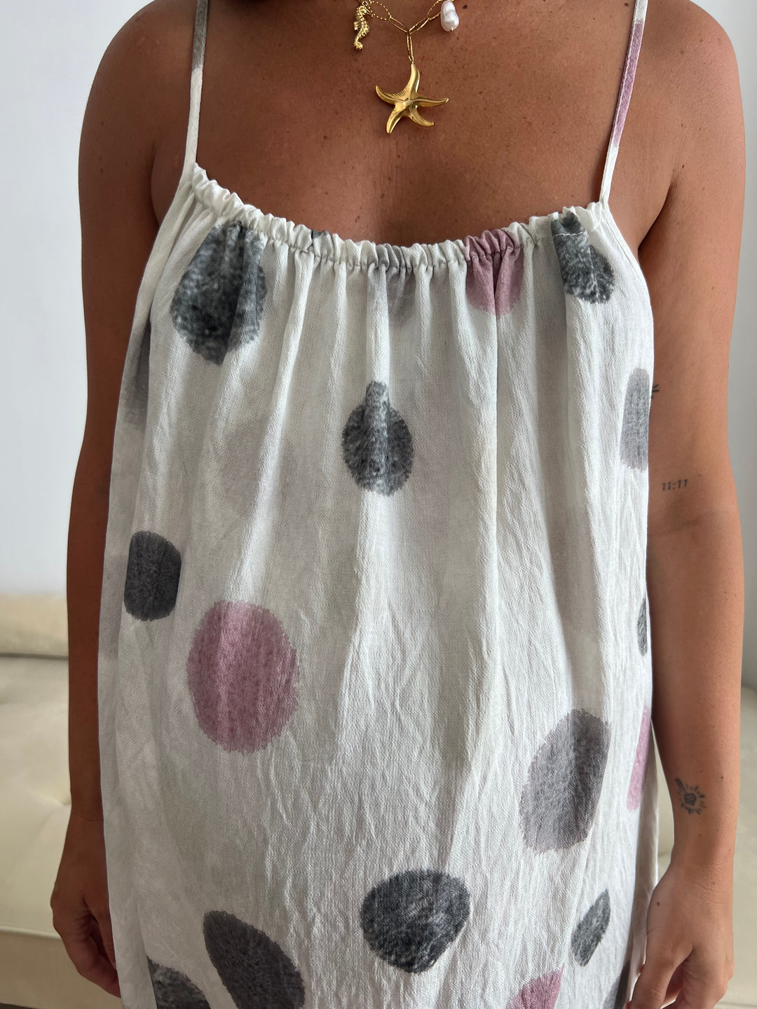 Vestido Damaris lunares rosa