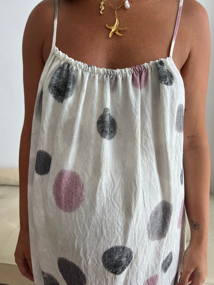 Vestido Damaris lunares rosa