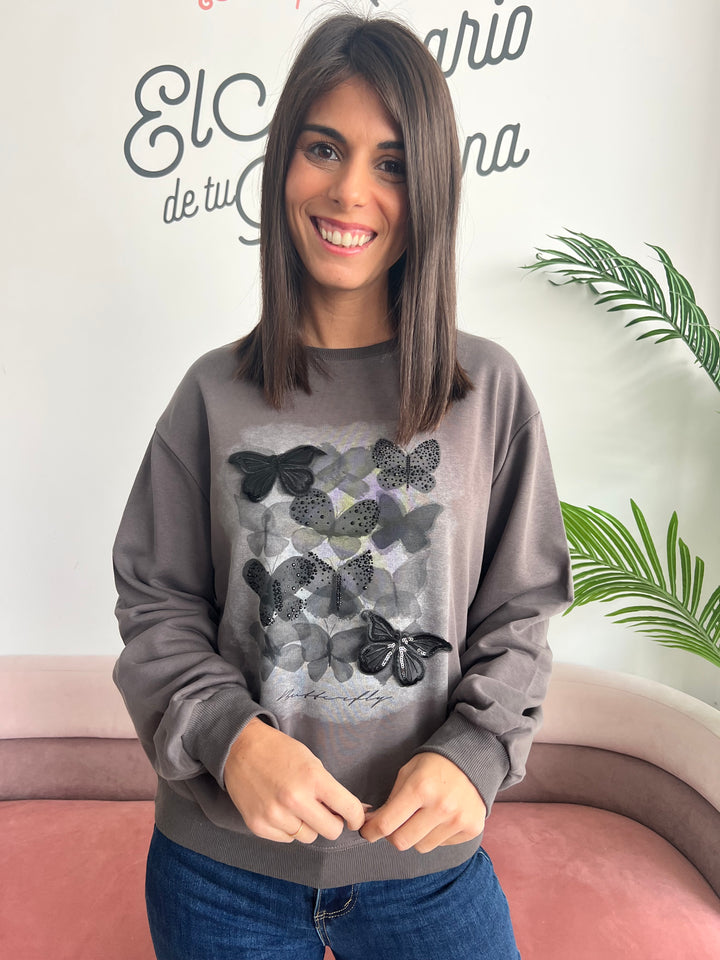 Sudadera Butterfly gris