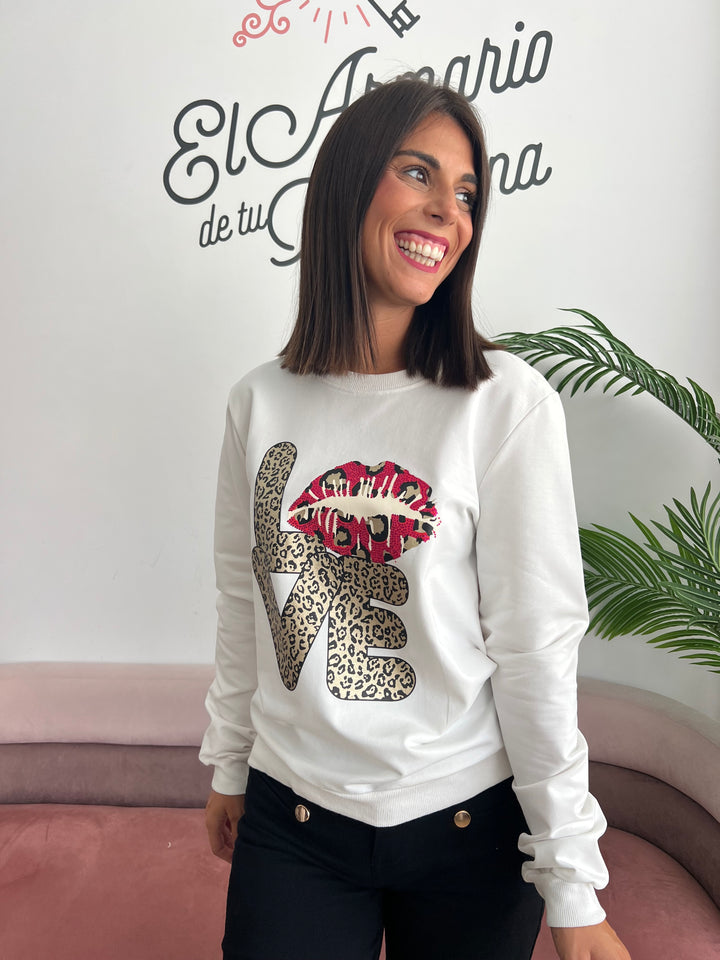 Sudadera Love Print blanco