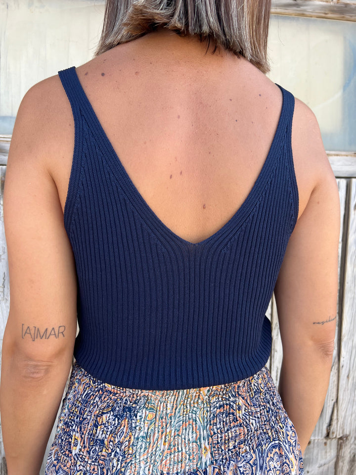 Top Alexa azul marino
