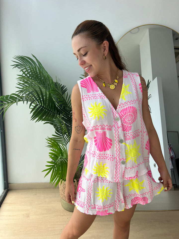 Conjunto Beach rosa