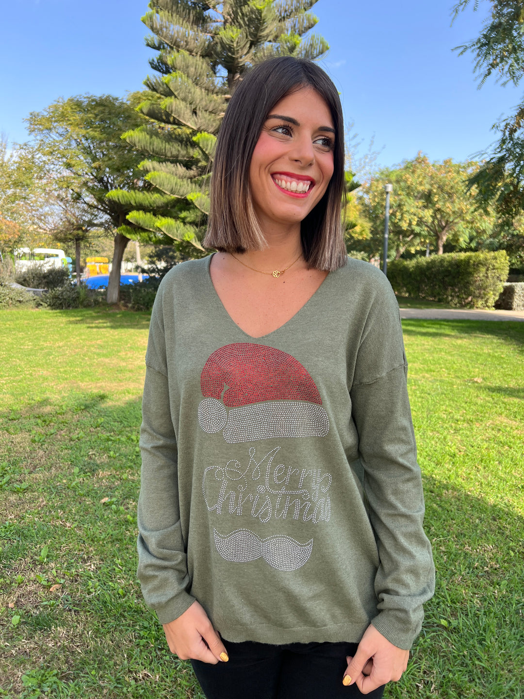 Jersey Christmas verde militar