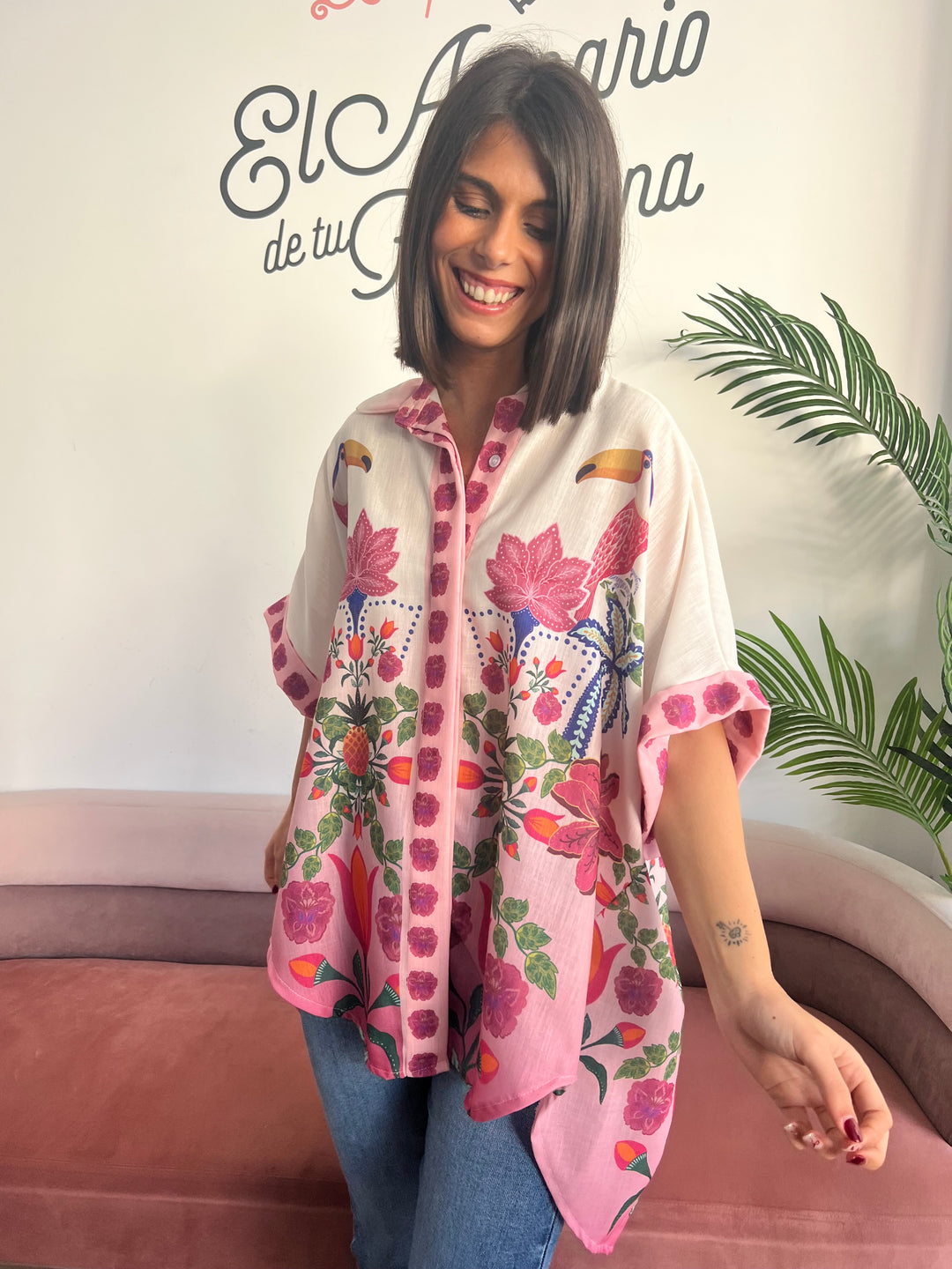 Camisa Tropical rosa