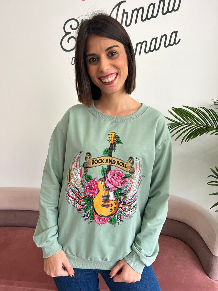 Sudadera Guitar aguamarina