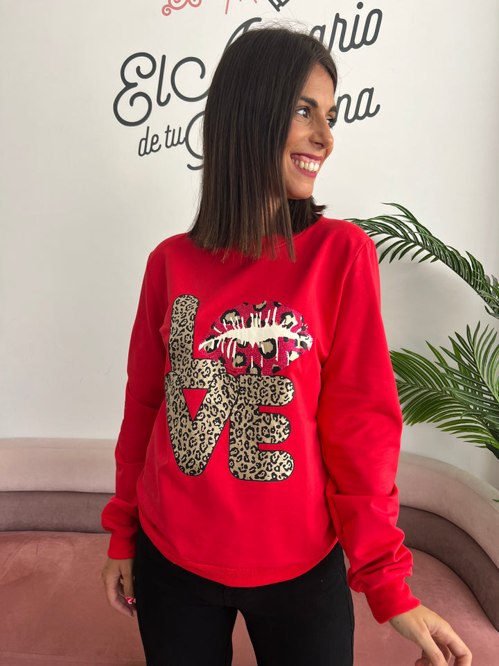 Sudadera Love Print rojo