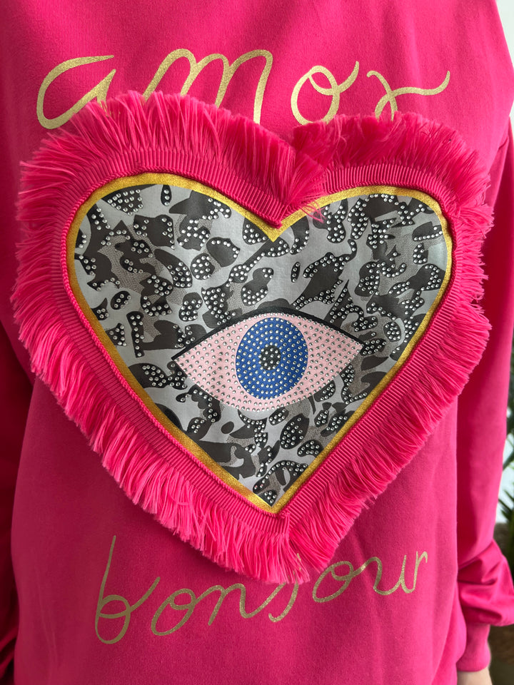 Sudadera Bonjour fucsia