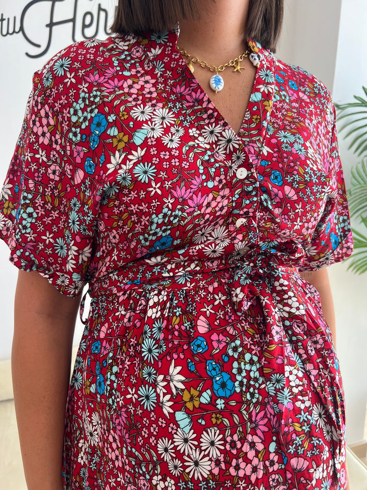 Vestido Chenoa rojo oscuro