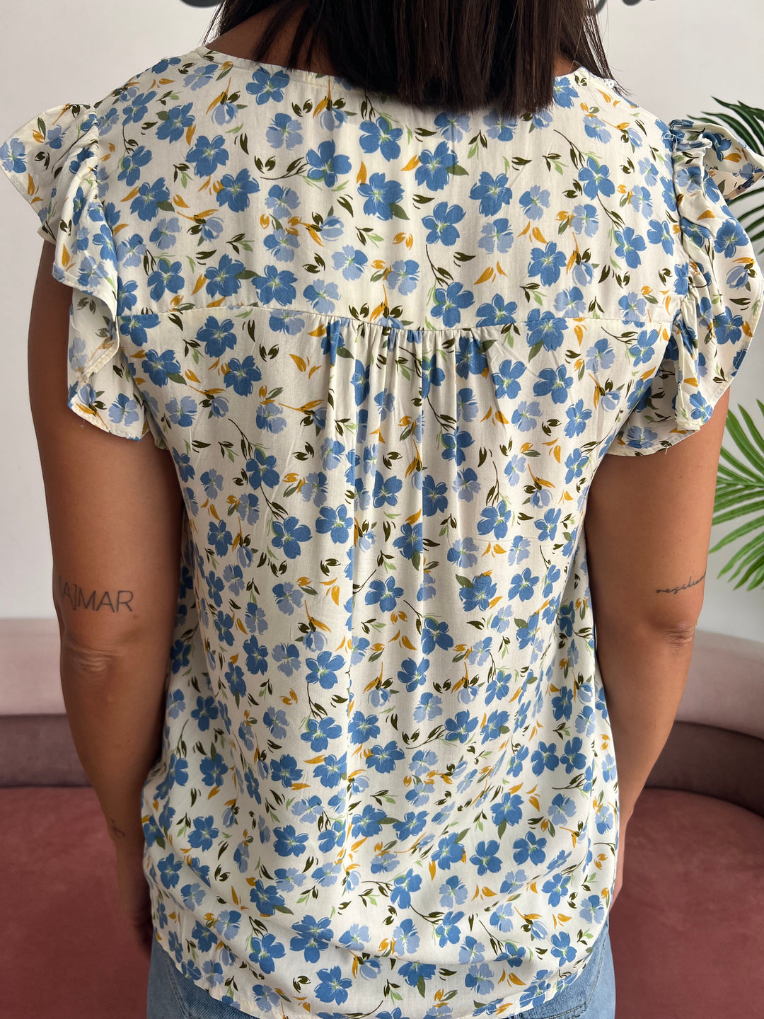 Blusa Flores azul