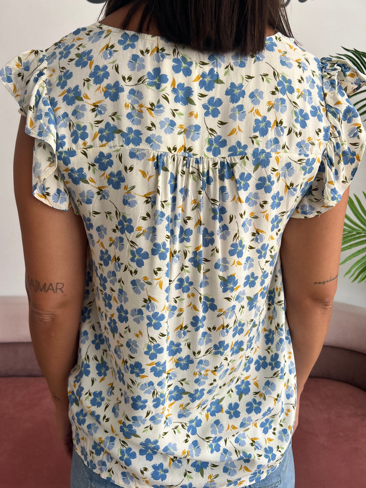 Blusa Flores azul