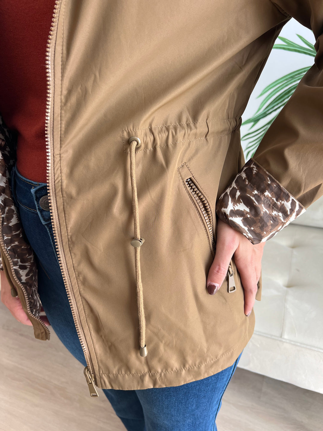 Chaqueta Reversible Leopardo miel