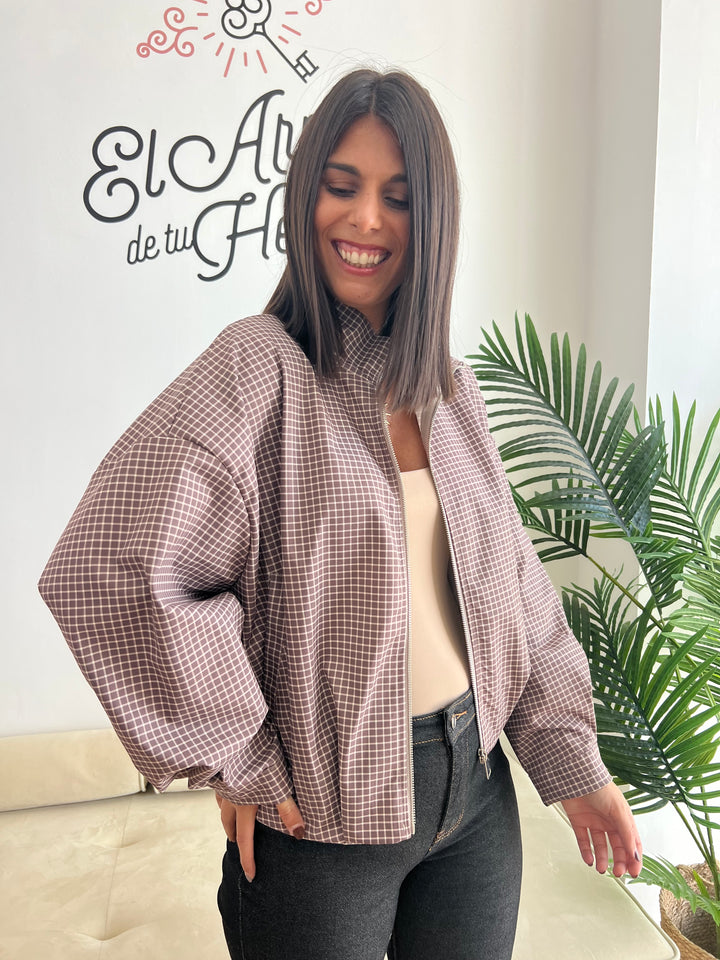 Chaqueta Vichy Bomber moka