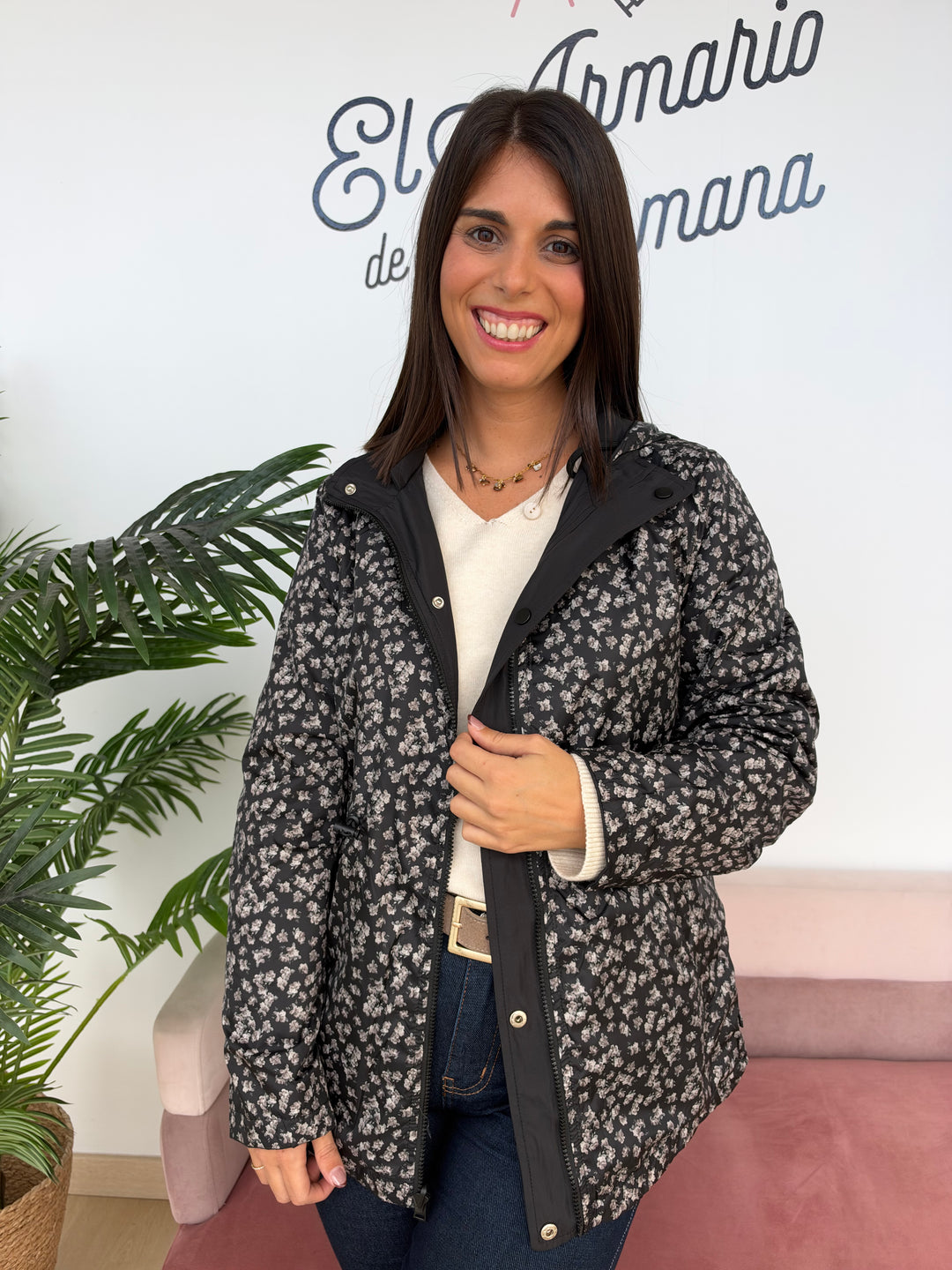 Chaqueta reversible Flori negro