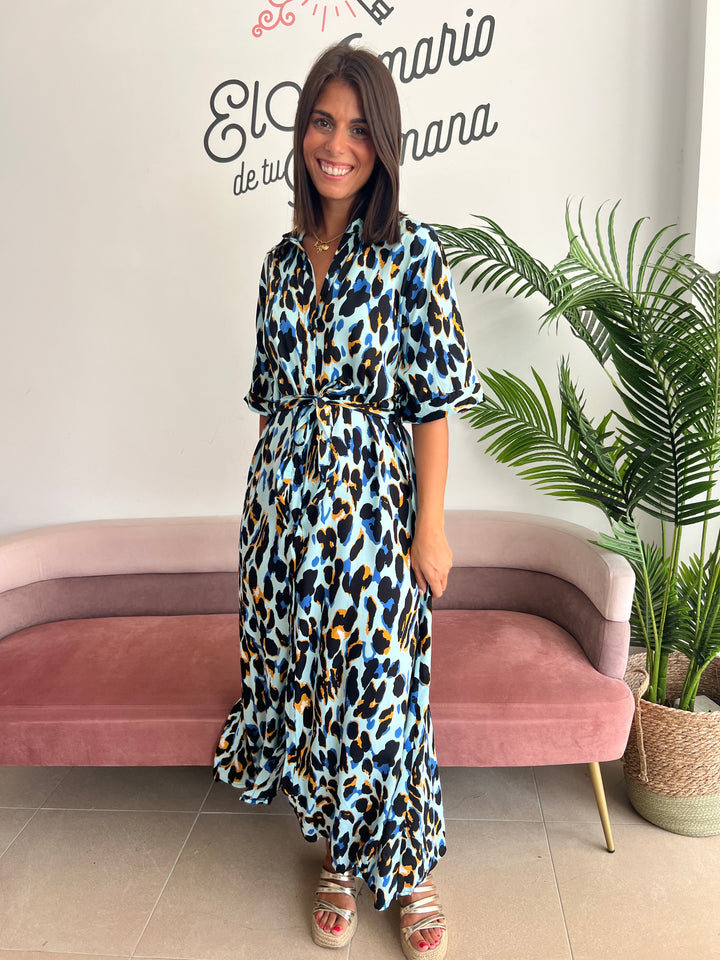 Vestido Carol Cinturón azul