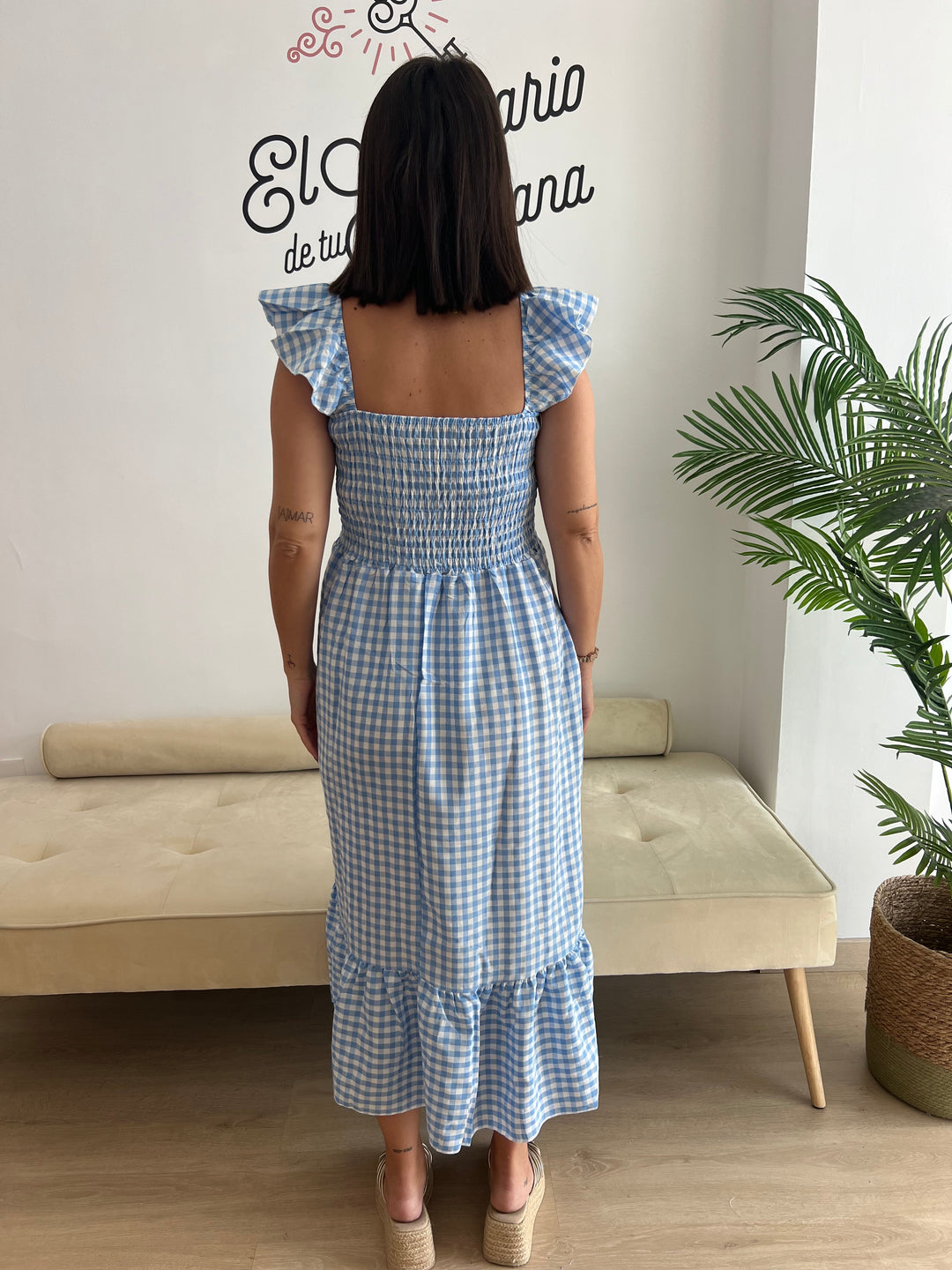 Vestido Vichy celeste