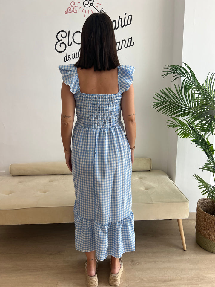 Vestido Vichy celeste