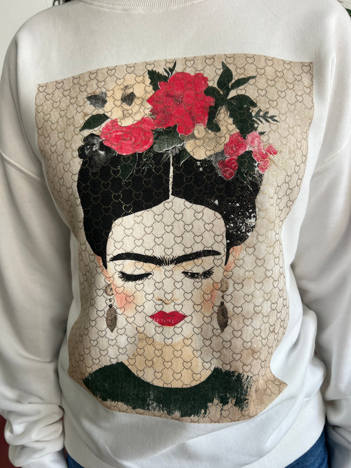 Sudadera Frida Corazones beige
