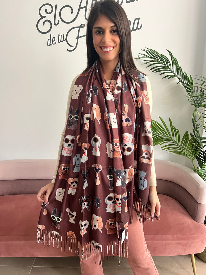 Bufanda Dogs marrón