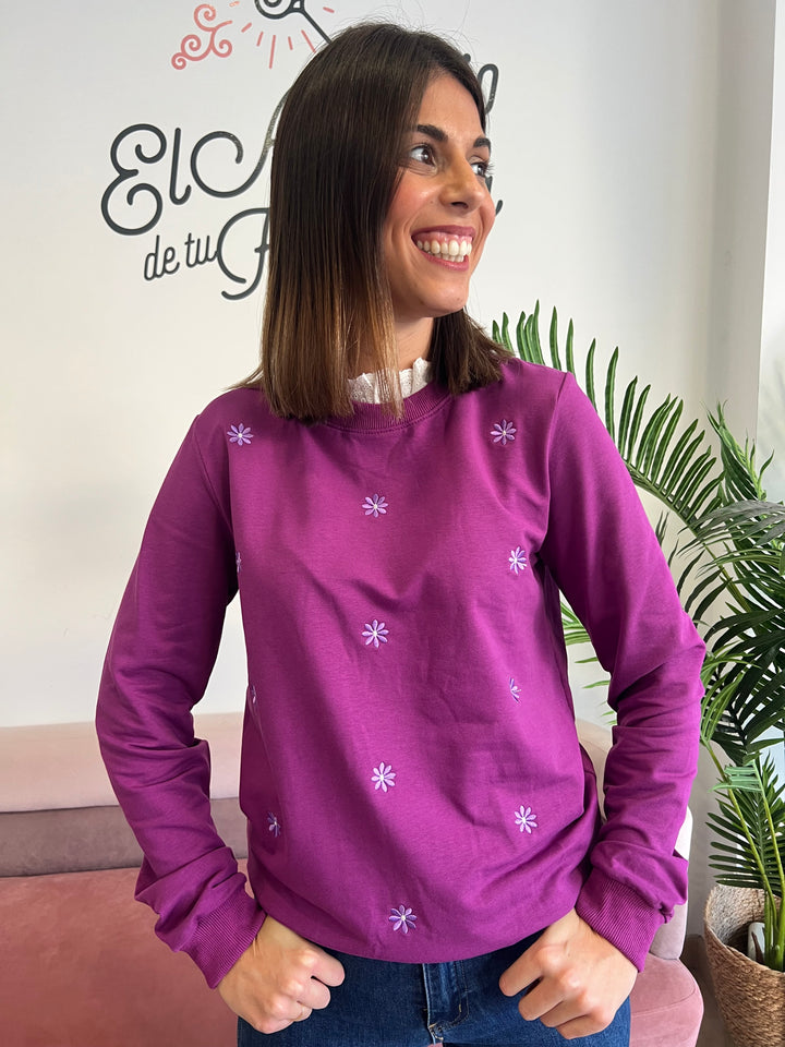 Sudadera Flowers morado