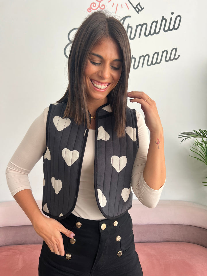 Chaleco Corazones negro