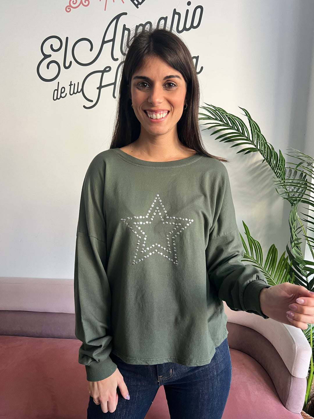 Sudadera Estrella verde militar