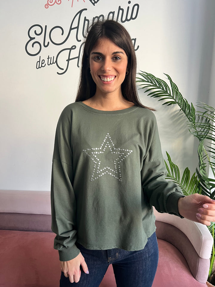 Sudadera Estrella verde militar